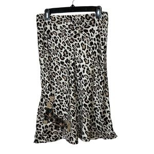 New York & Co. 100% Silk Leopard Print Skirt Size Small